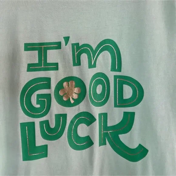 St Patrick's Day Pastel Green I'm Good Luck Leprechaun Clover T-shirt - Picture 4 of 10